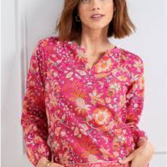 Talbots WHIMSICAL FLORAL TOP - Picture 1 of 6